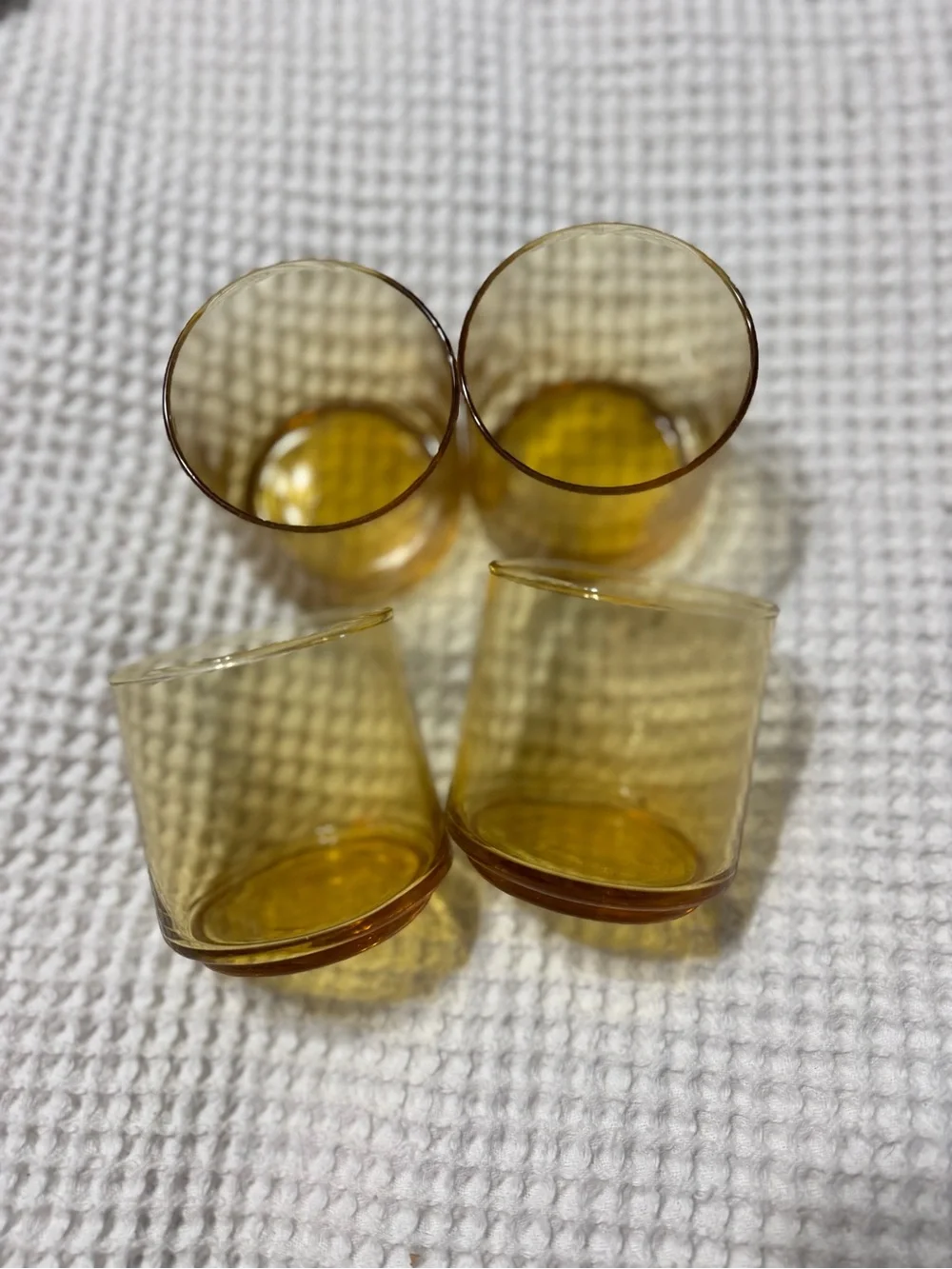 Libbey Bolero Gold Amber DOF Rocks Lowball Glasses Set of 4 3” MCM USA 1970s VTG